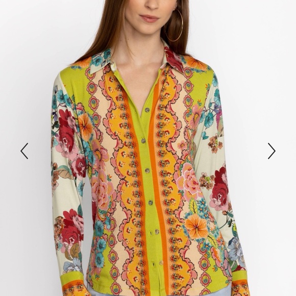 Johnny Was Women’s The Janie Favorite Button Front Shirt Size Med Rossey Floral - Picture 8 of 9